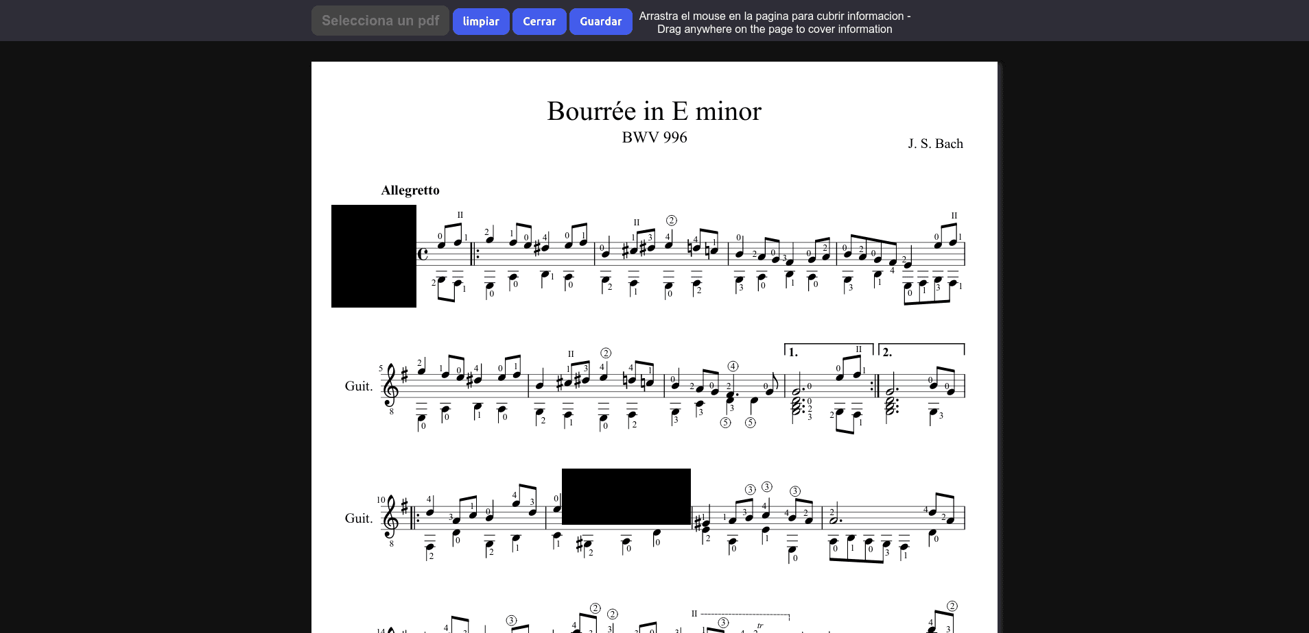 PDF Covering editor with a document loaded in the canvas